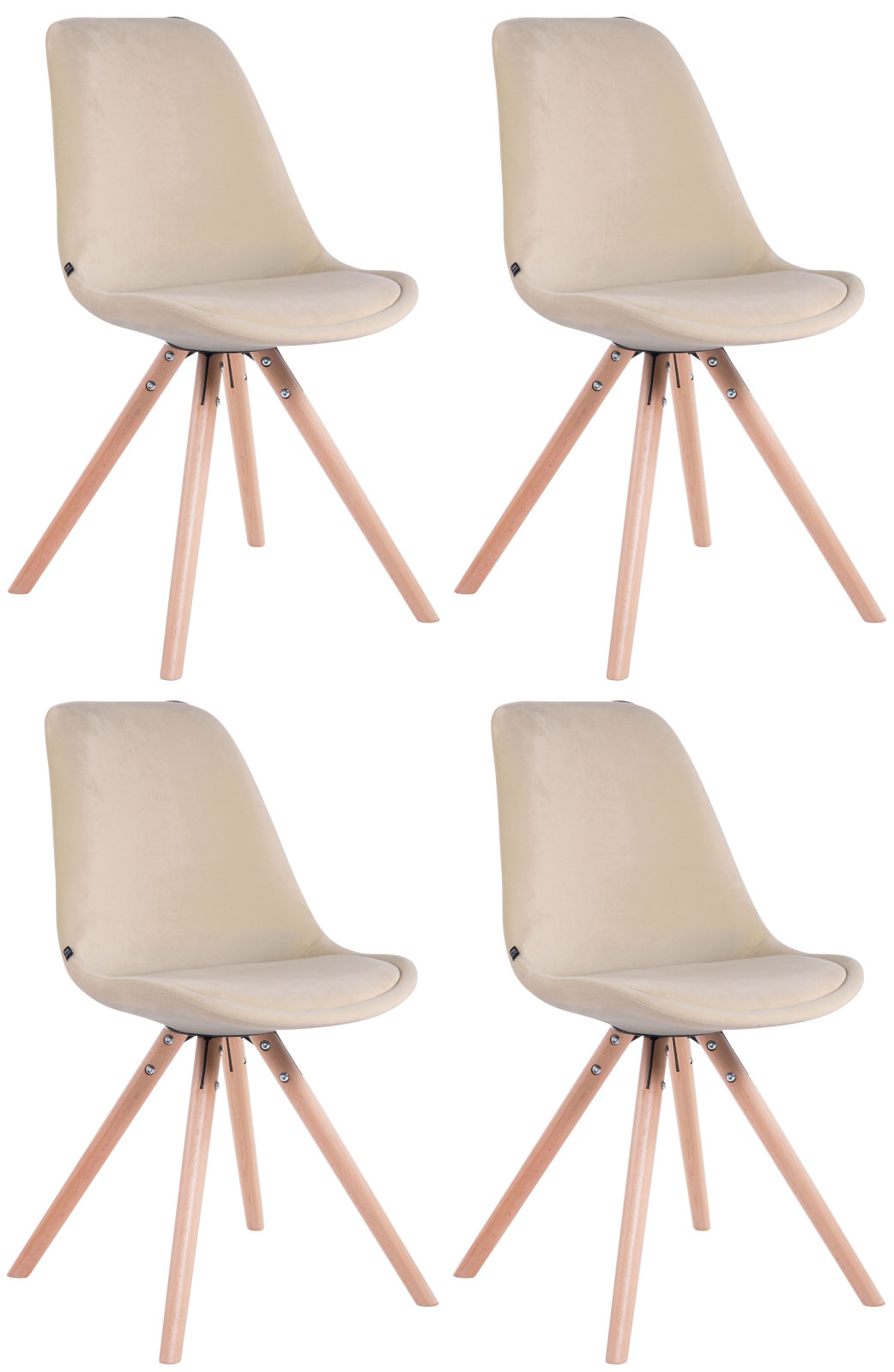 Sett med 4 stoler Toulouse Velvet Round