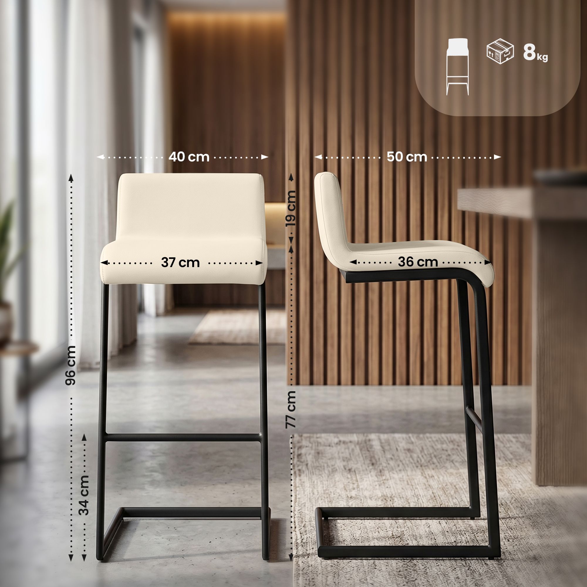 2-pk barkrakker Newport, svart metallunderstell