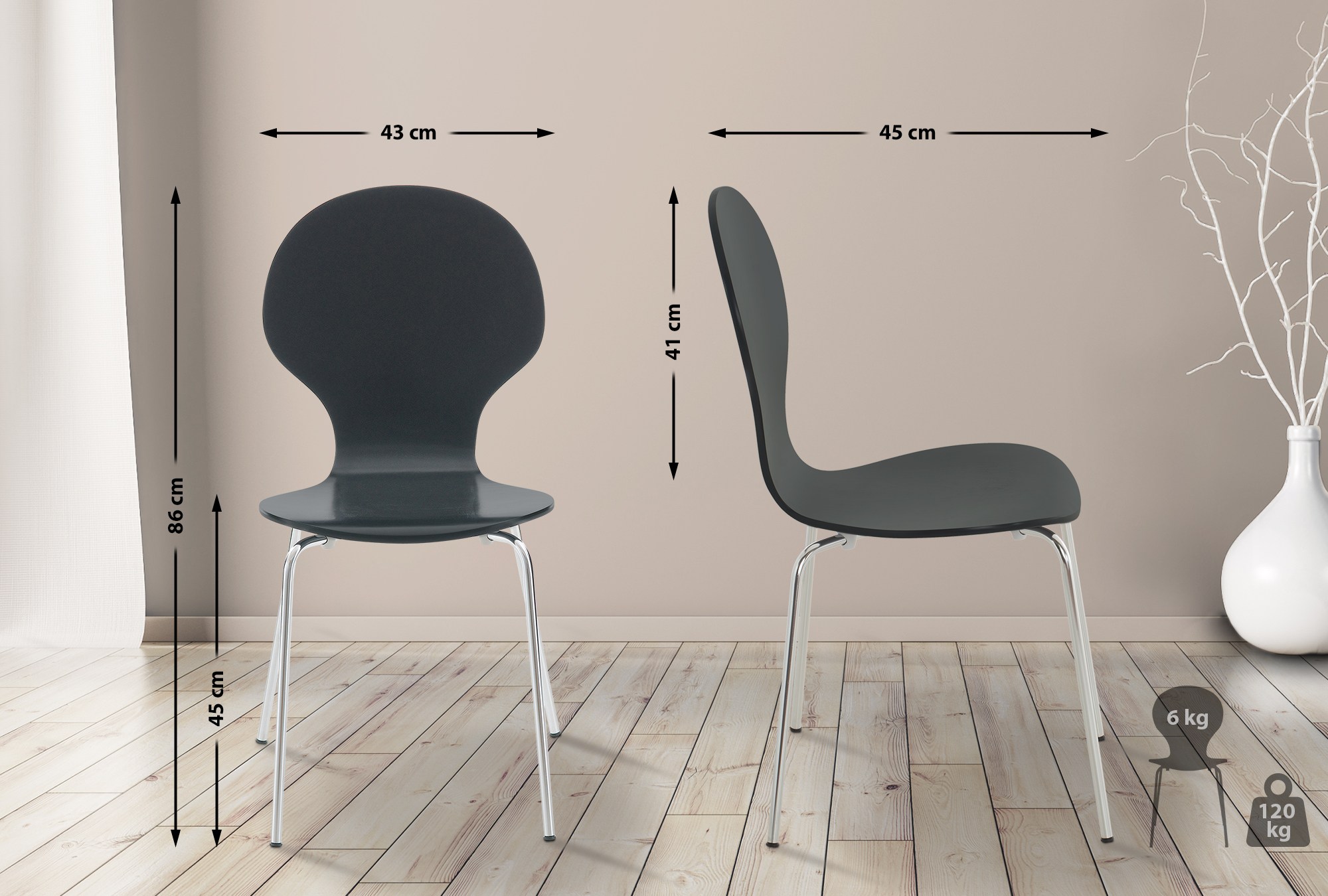 2x Stabelstol DIEGO ergonomisk