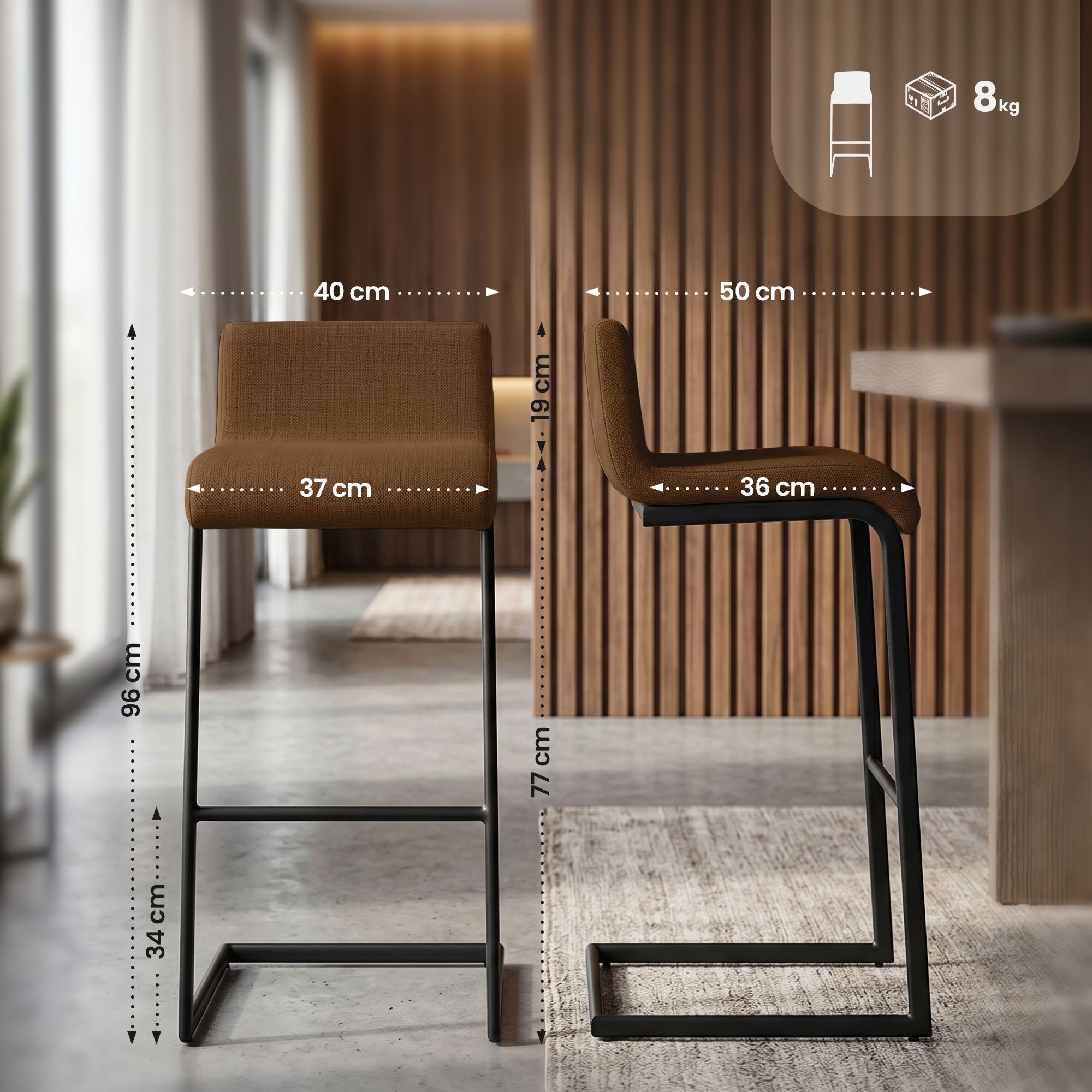2-pk barkrakker Newport, svart metallunderstell