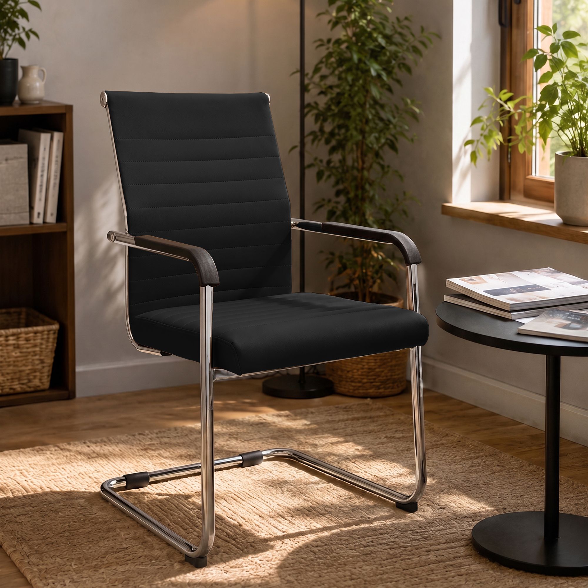 Freischwinger Hakon i skinnlook &ndash; moderne stol med komfort og stil til spiseplassen din