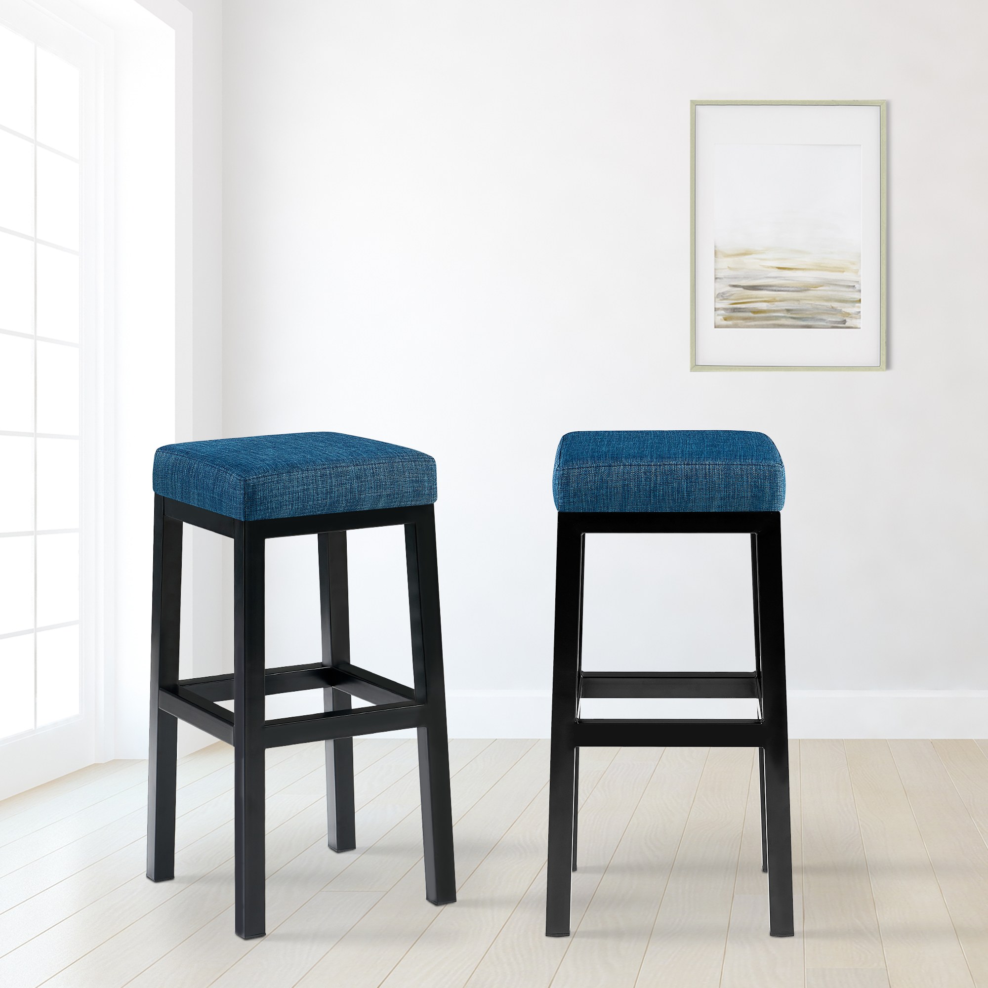 Barstol Taylor stofftrekk setehøyde 78 cm metallramme svart