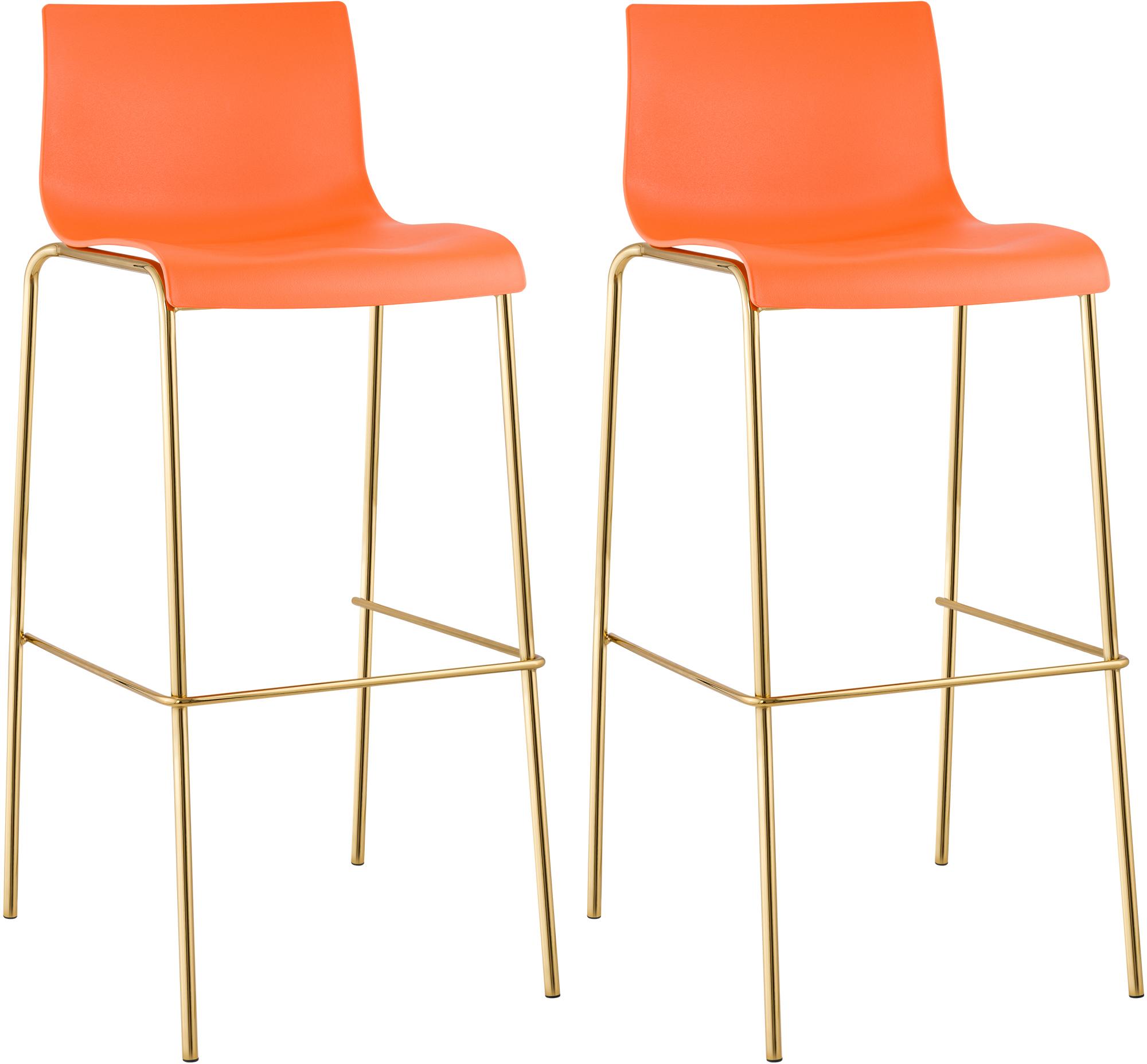 2-pk. barstoler Hover i plast, firbent gullfarget understell