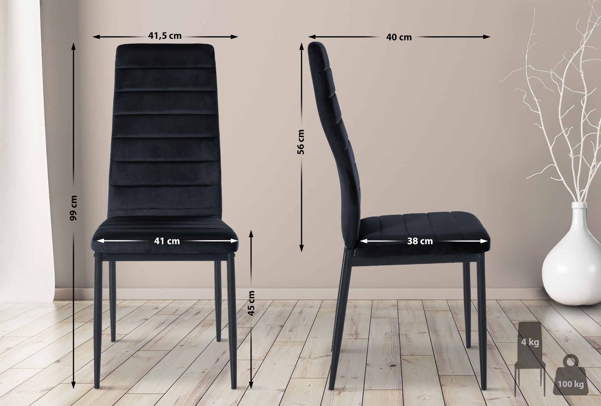 Sett med 4 Mayfair spisestoler