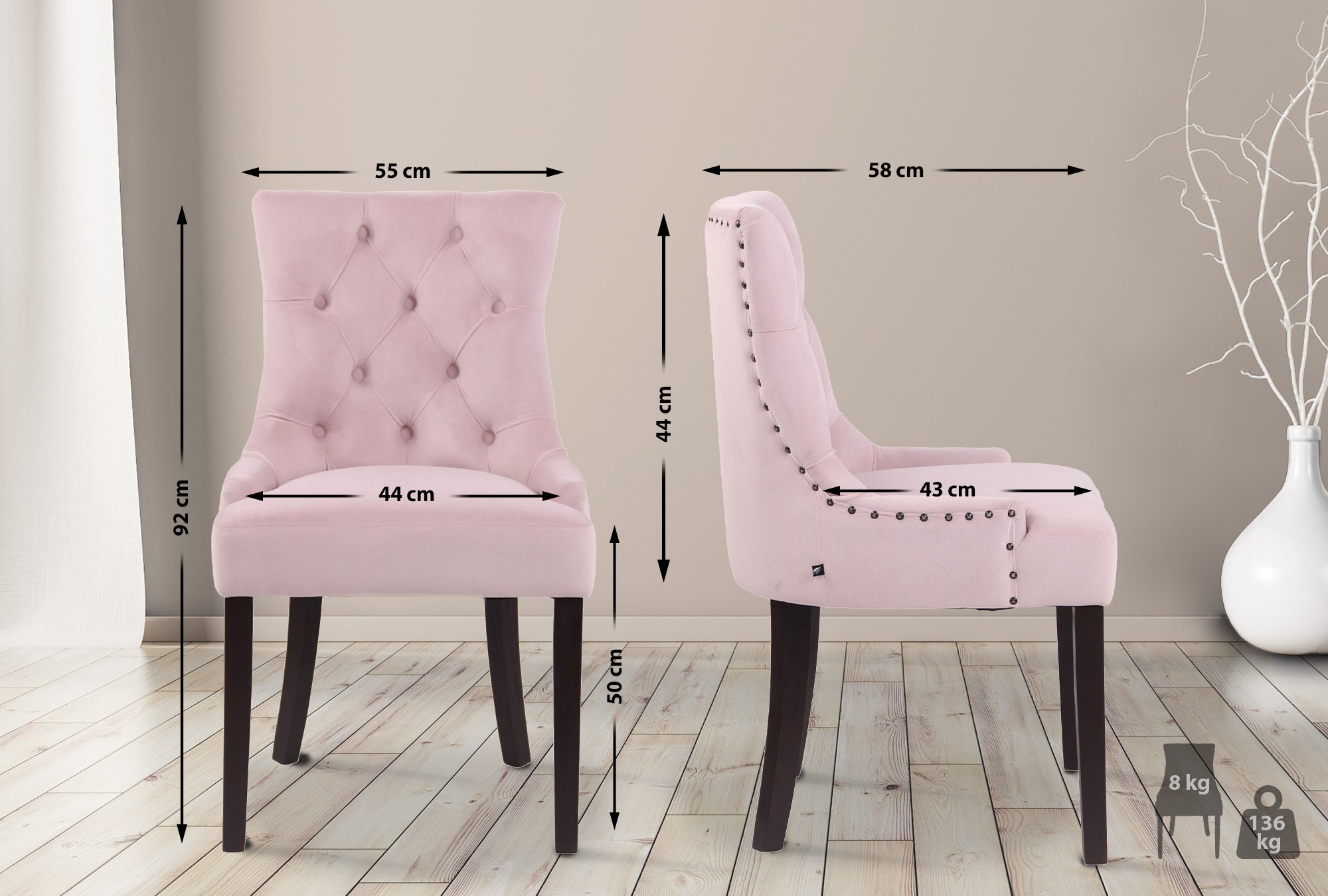 Sett med 4 spisestoler Aberdeen Velvet