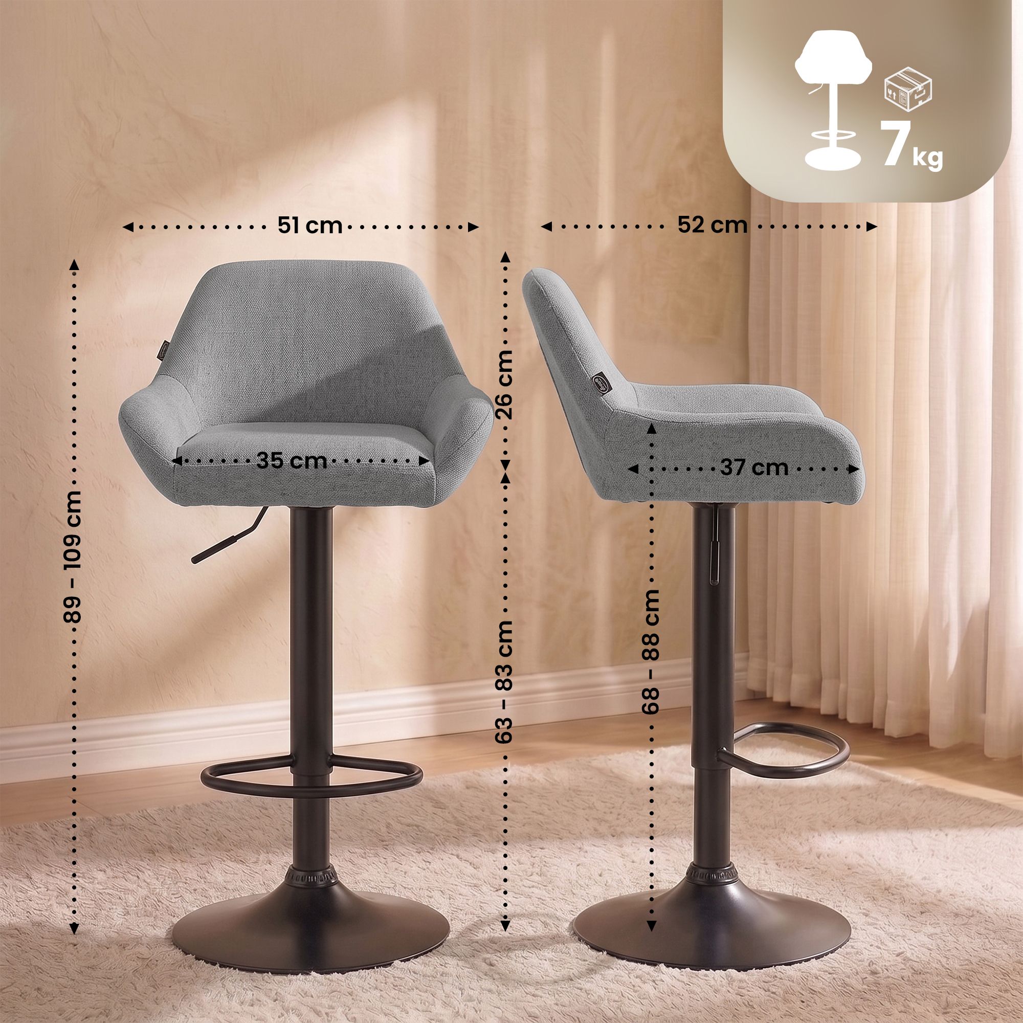 2 pk Barstoler Braga Stoff
