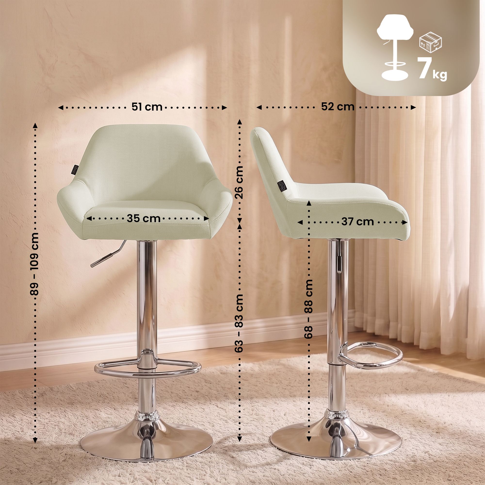 2 pk Barstoler Braga Stoff