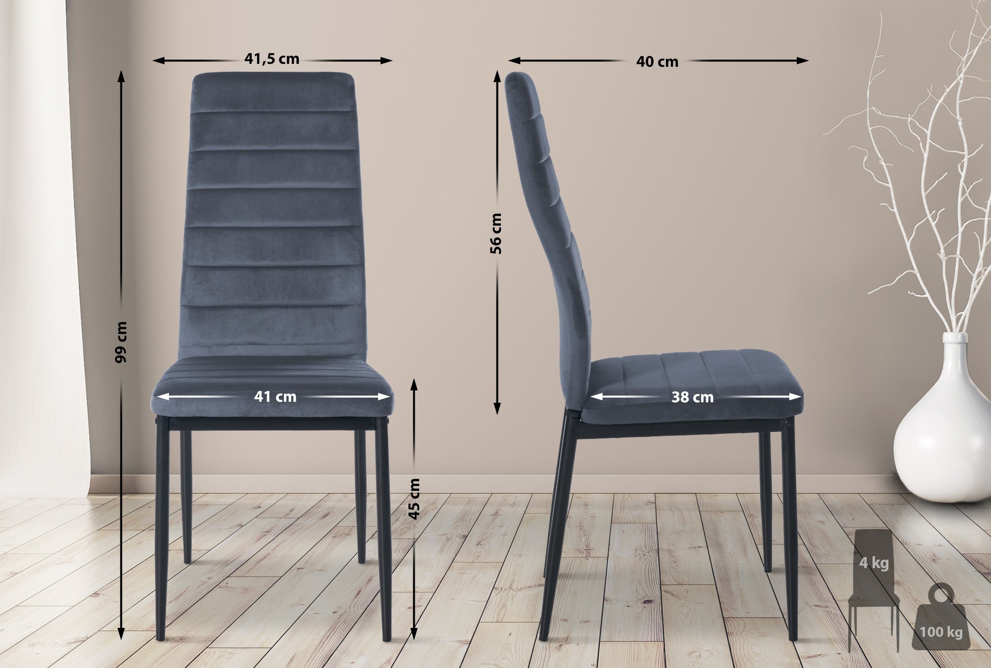 Sett med 6 spisestuestoler Mayfair