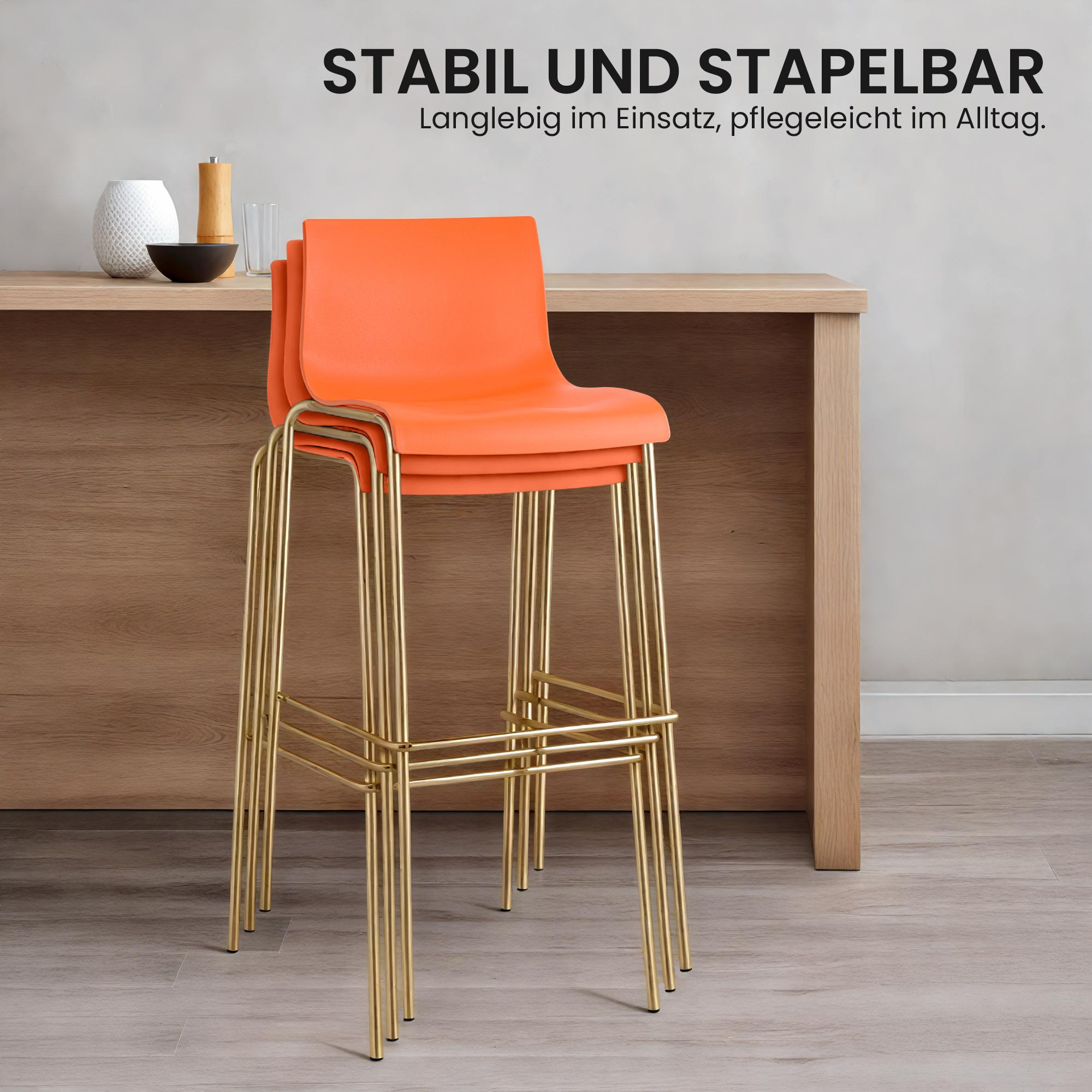 2-pk. barstoler Hover i plast, firbent gullfarget understell