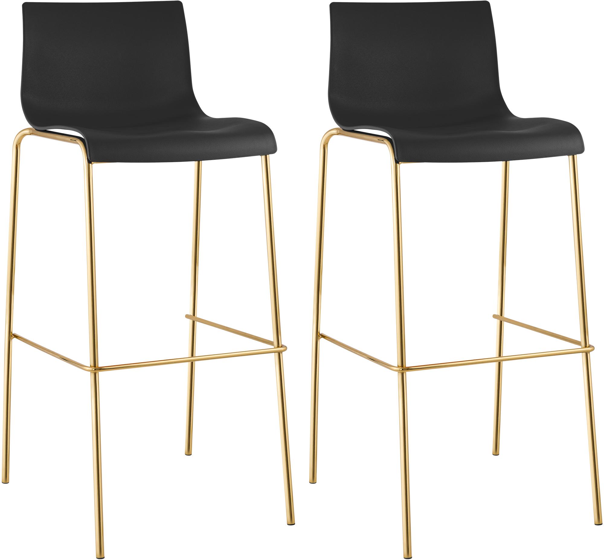 2-pk. barstoler Hover i plast, firbent gullfarget understell