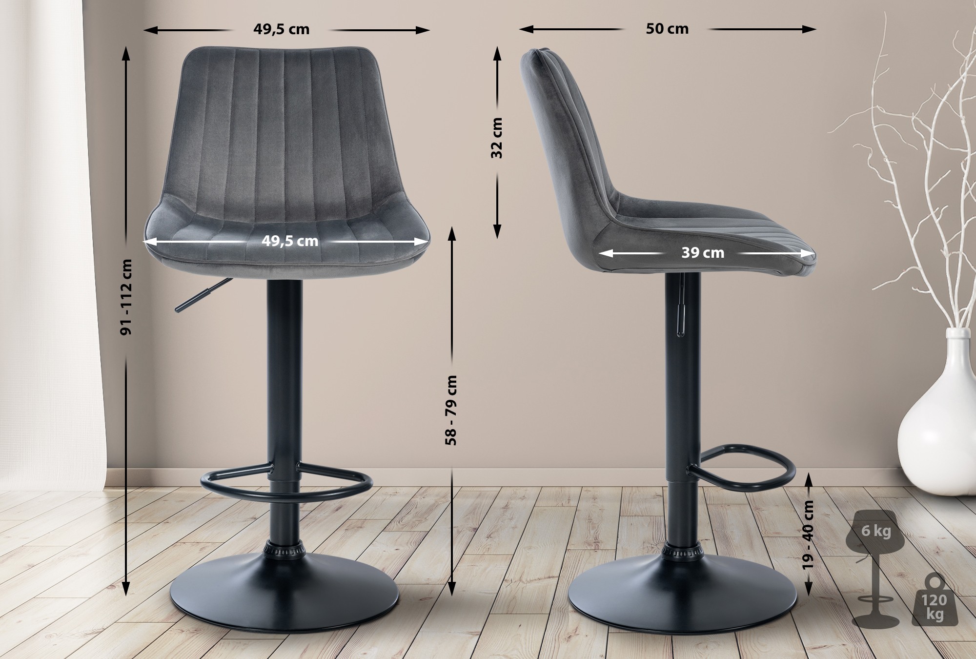 Barstol Toni Velvet