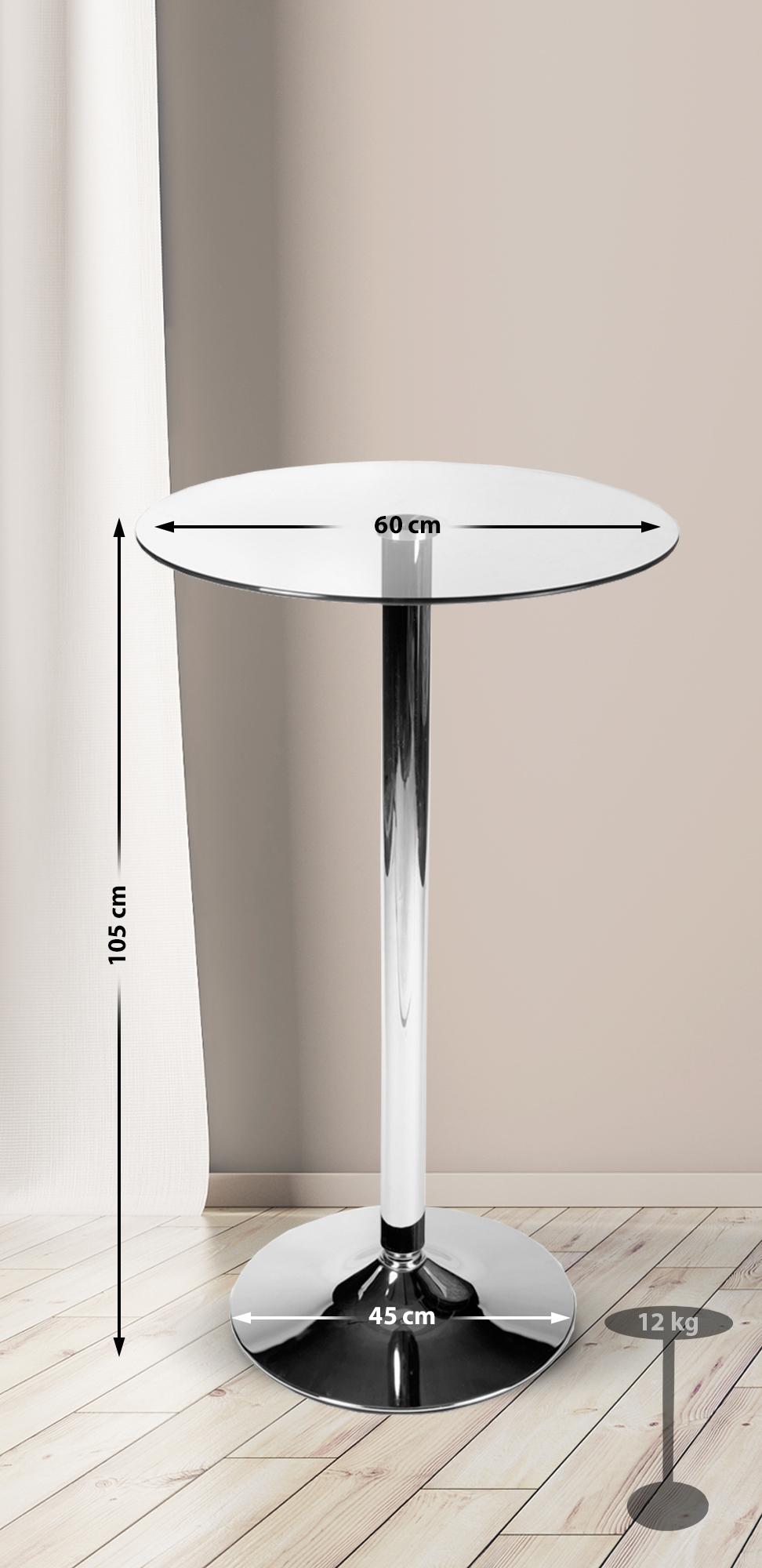 runder Glastisch Höhe 105 cm