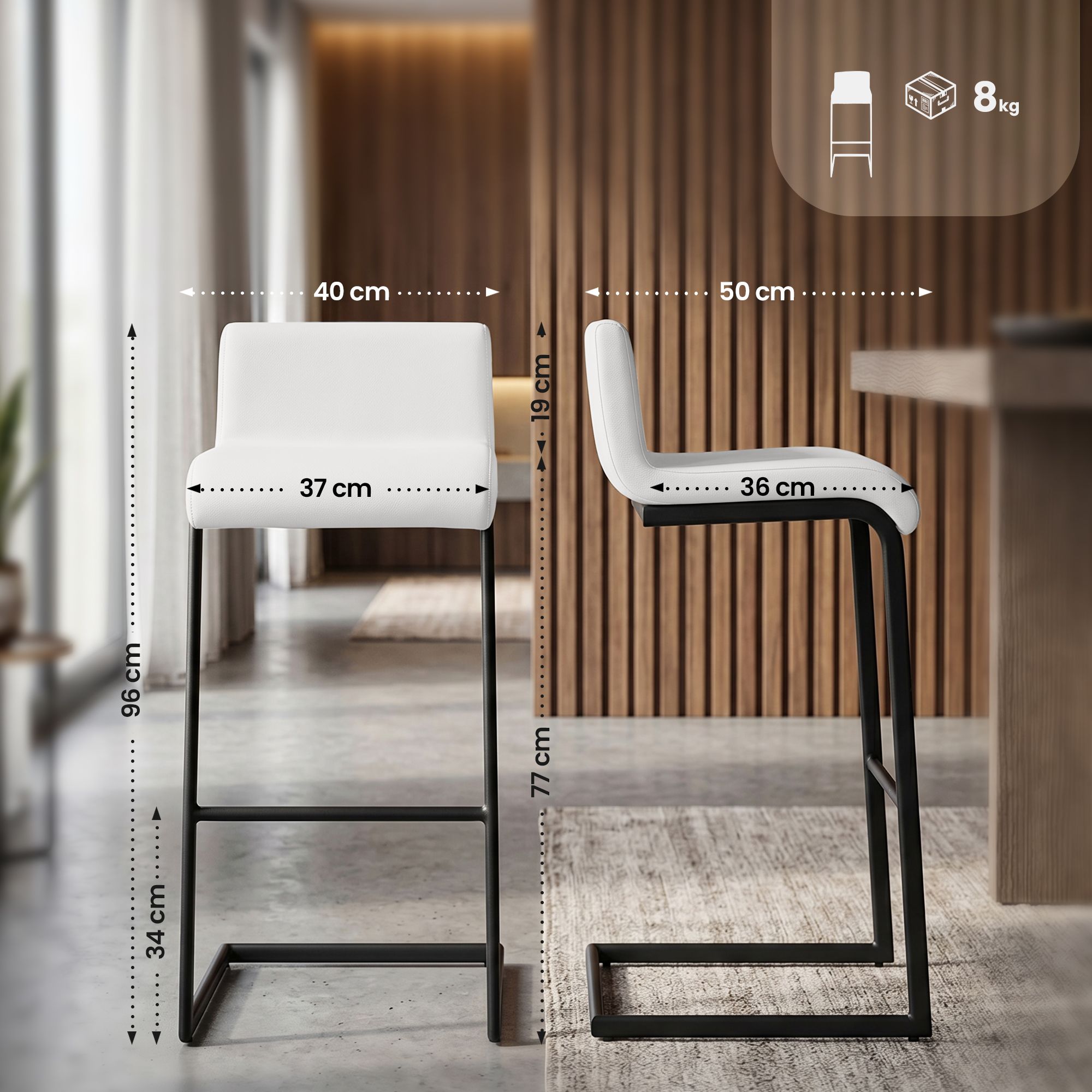 2-pk barkrakker Newport, svart metallunderstell