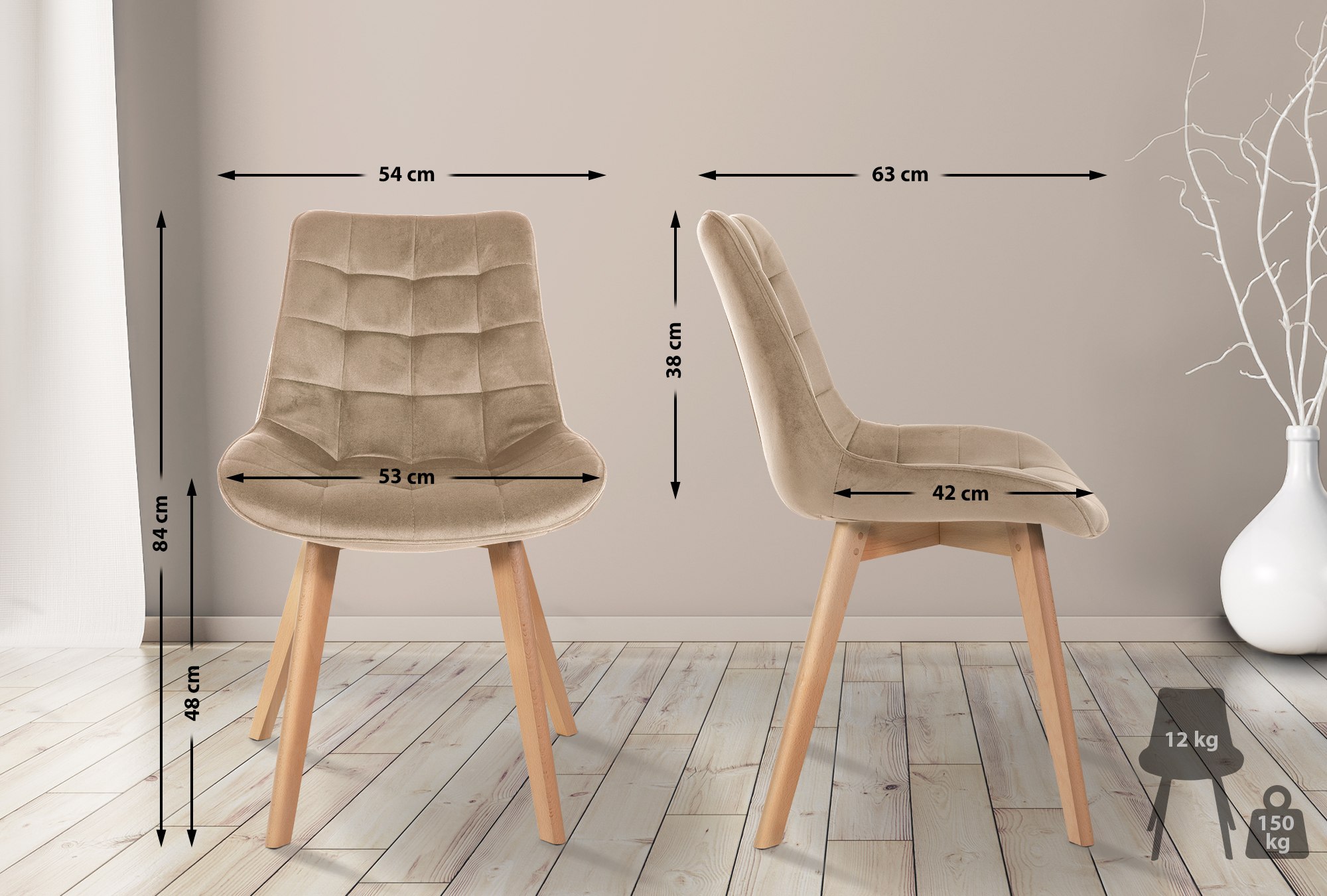 Sett med 2 stoler Brook velvet