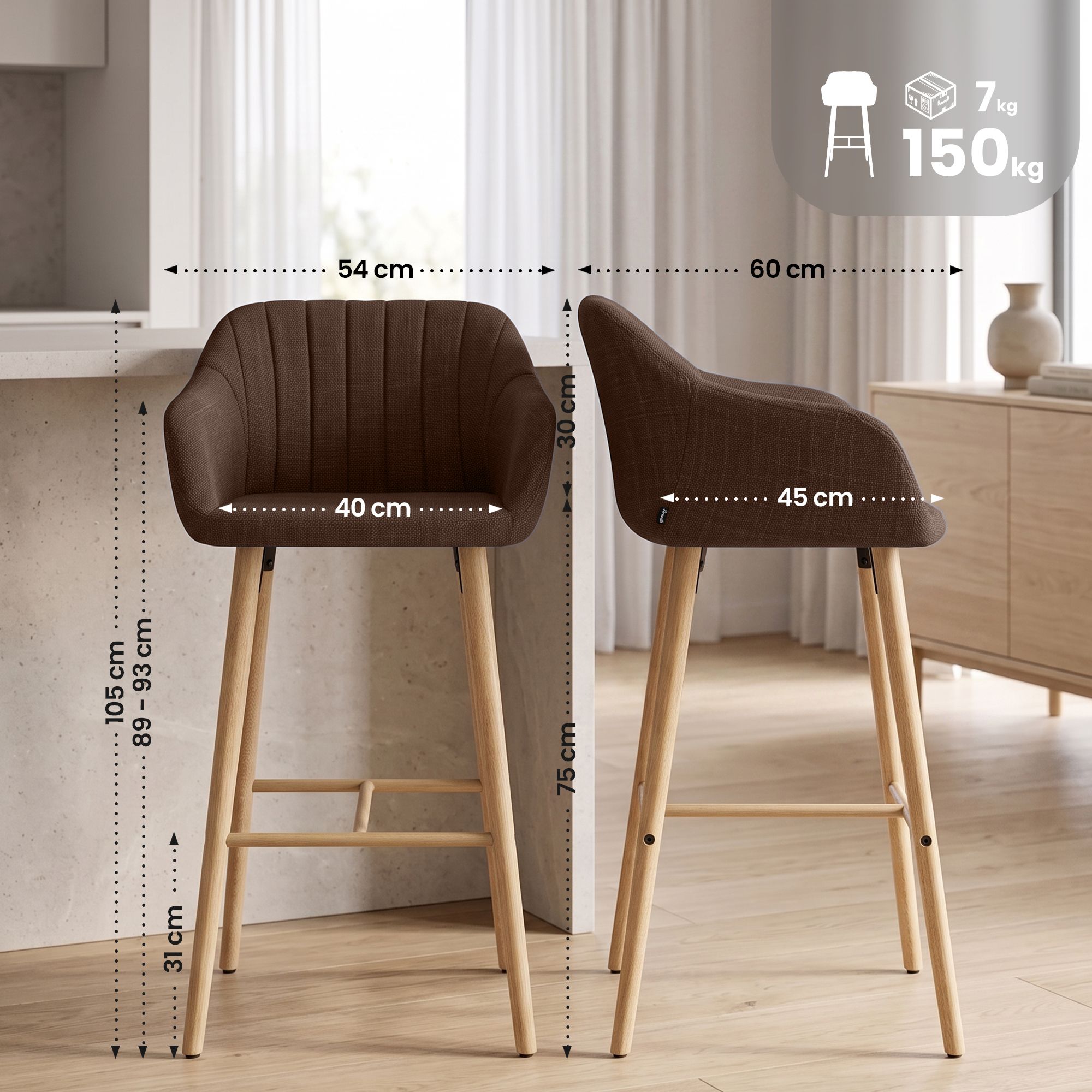Barstol Ando i stoff &ndash; komfortabel, stilren og perfekt for moderne hjem