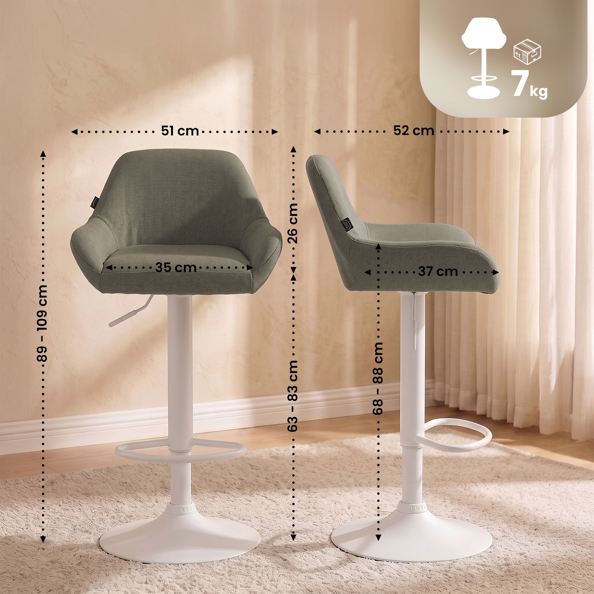 2 pk Barstoler Braga Stoff
