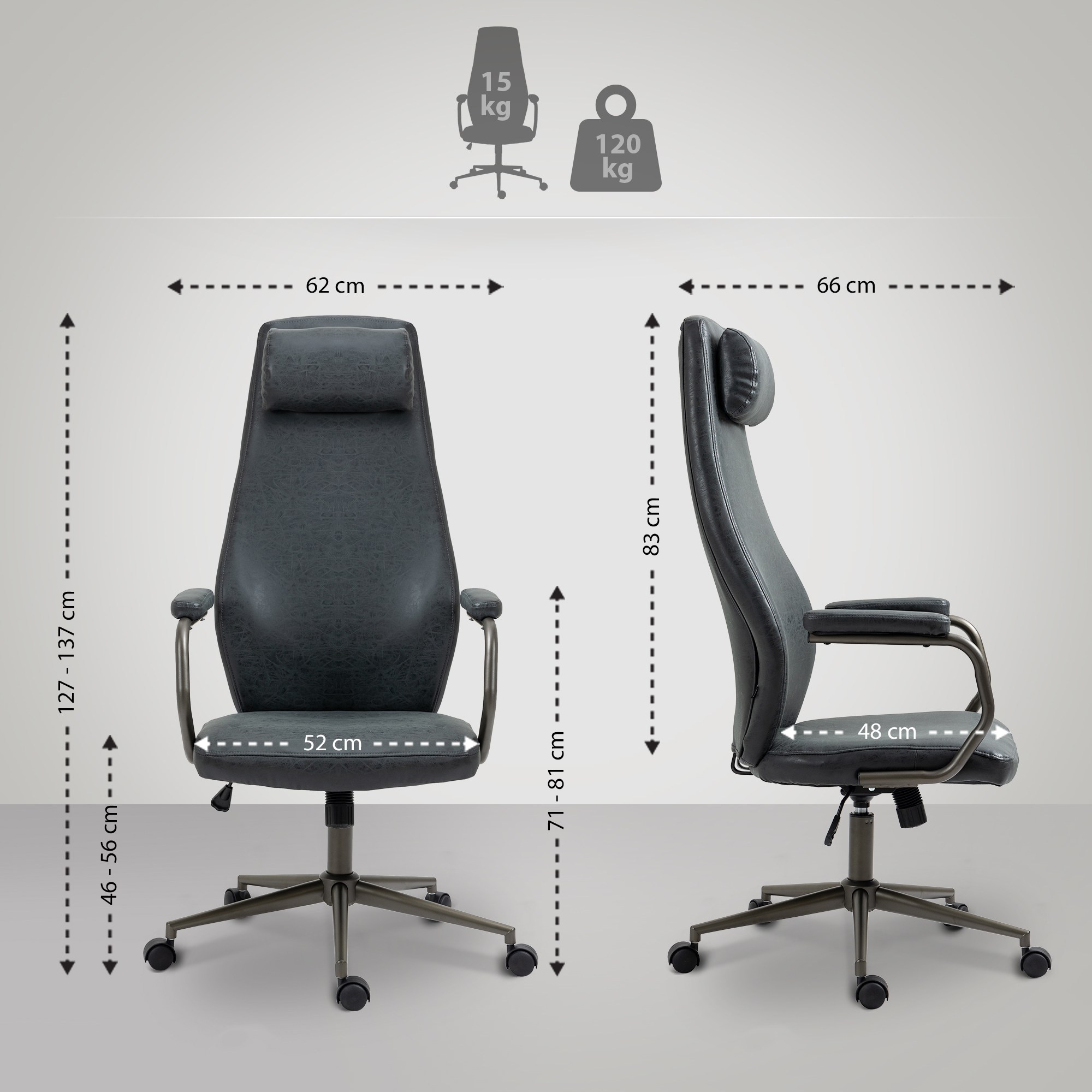 Kontorstol Pocatello Industriell Loft Antikk stil