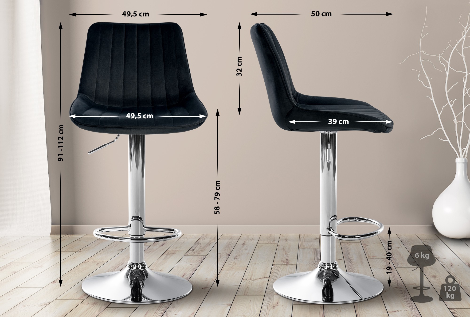 Barstol Toni Velvet
