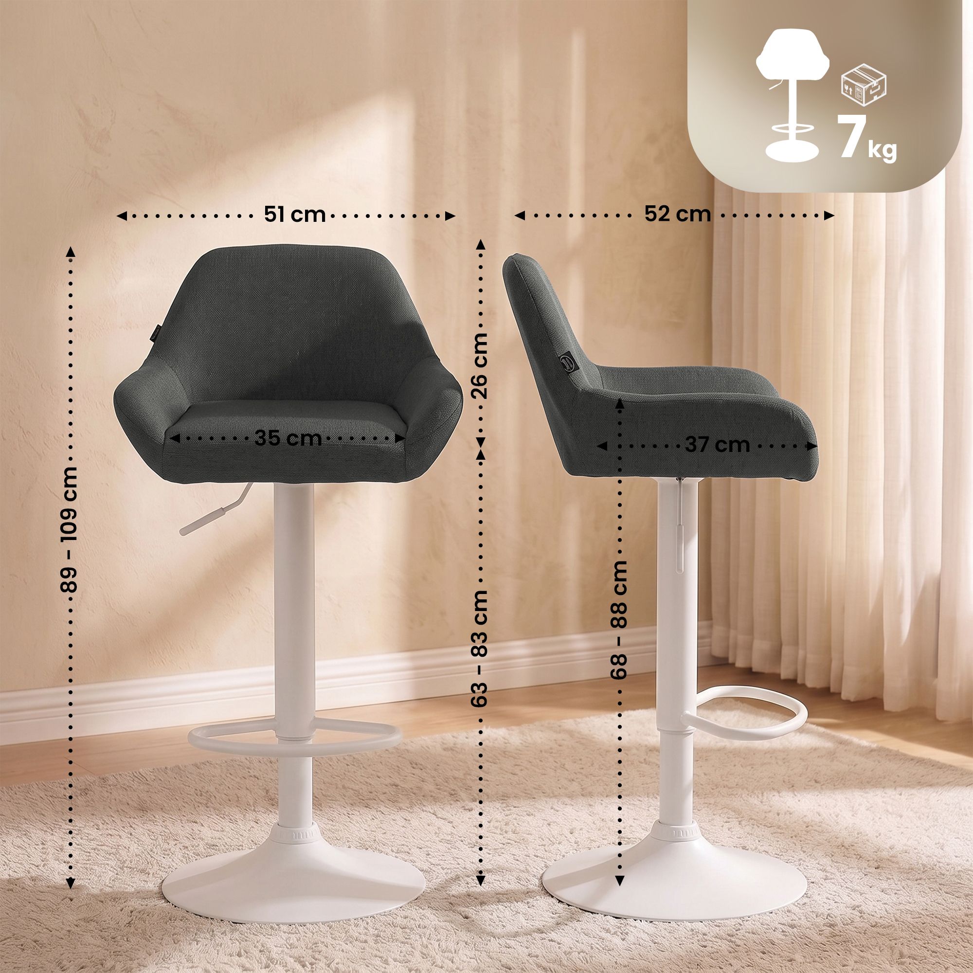 2 pk Barstoler Braga Stoff