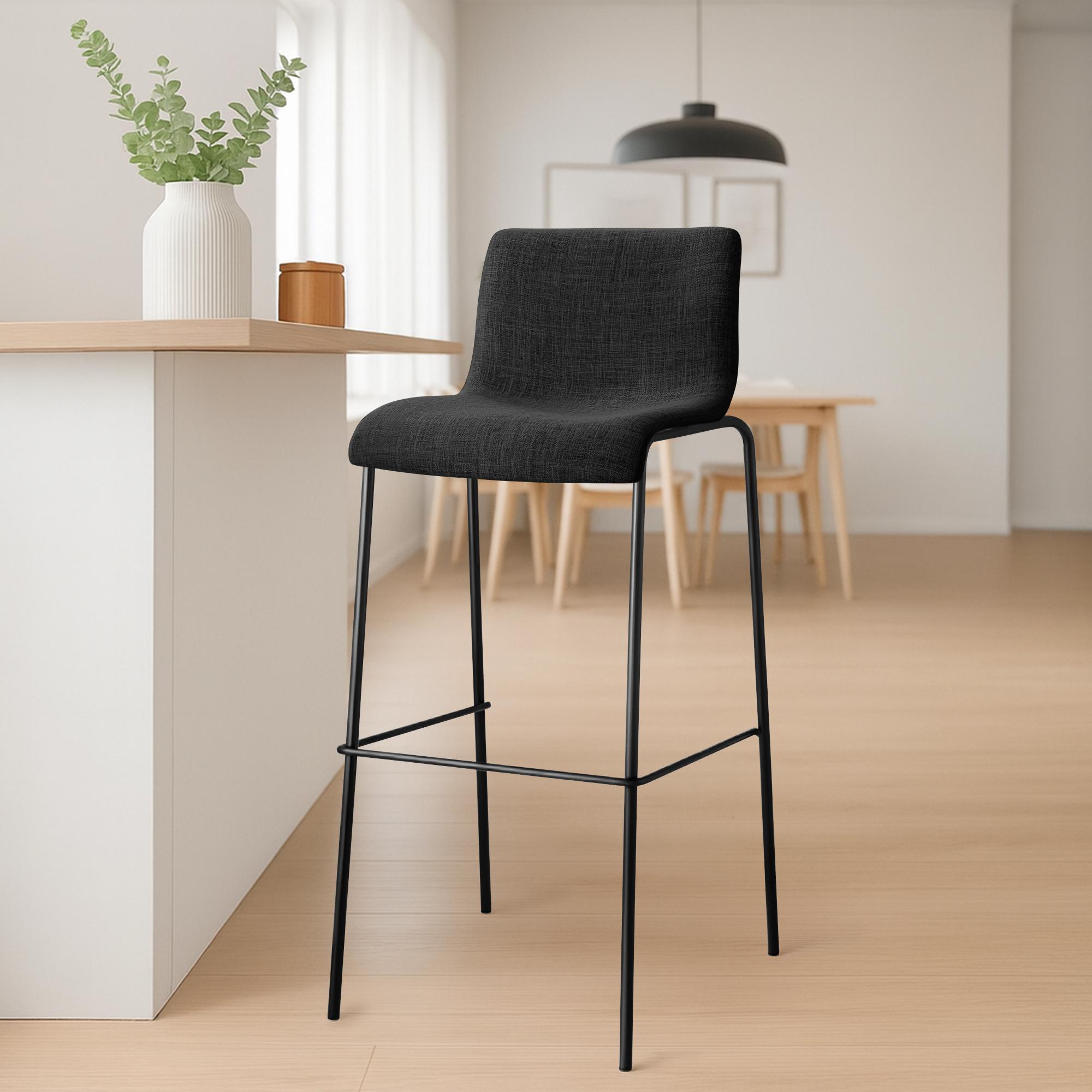 Barstol Hover i stoff med metallunderstell med fire ben