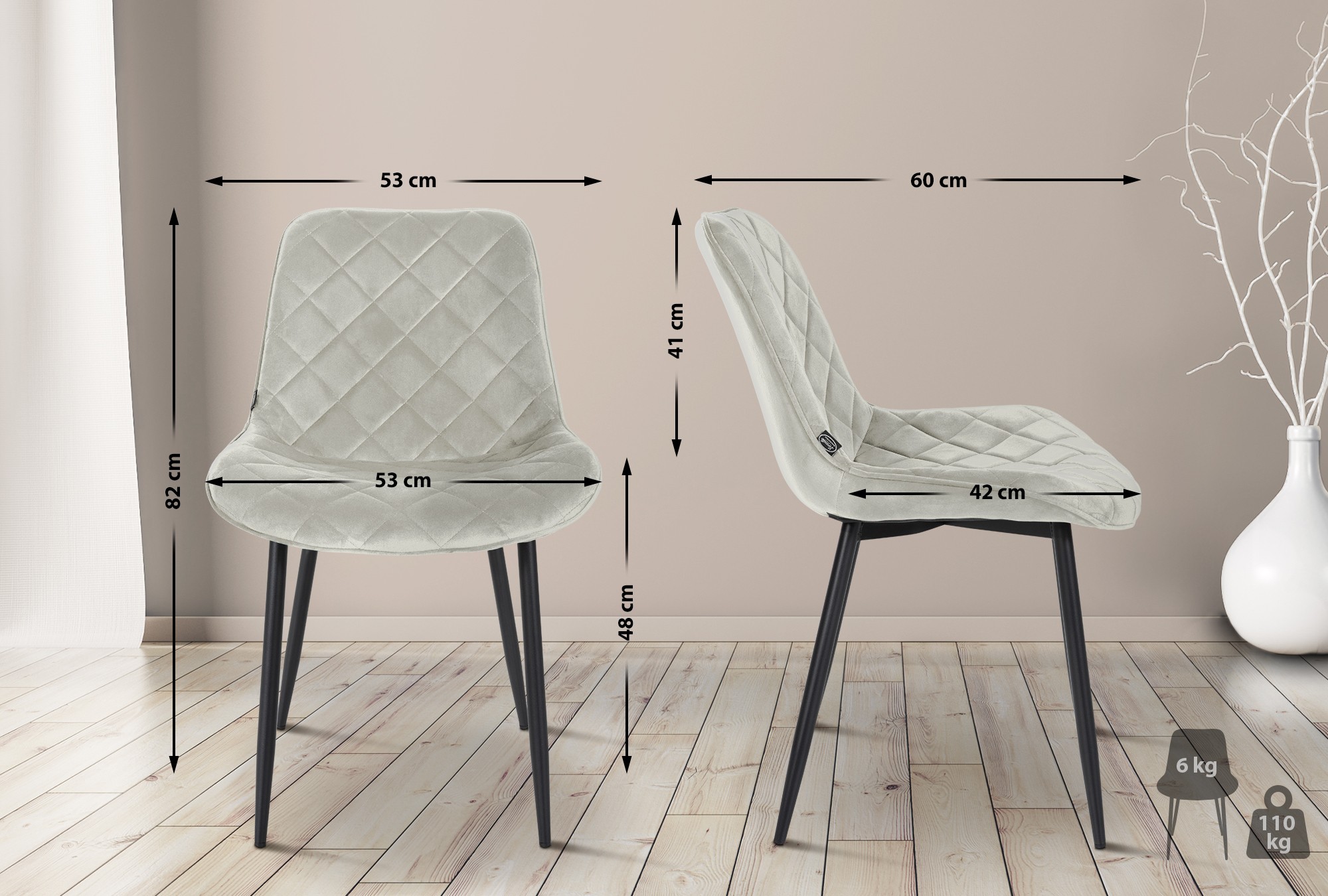 Sett med 4 stoler Springs Velvet