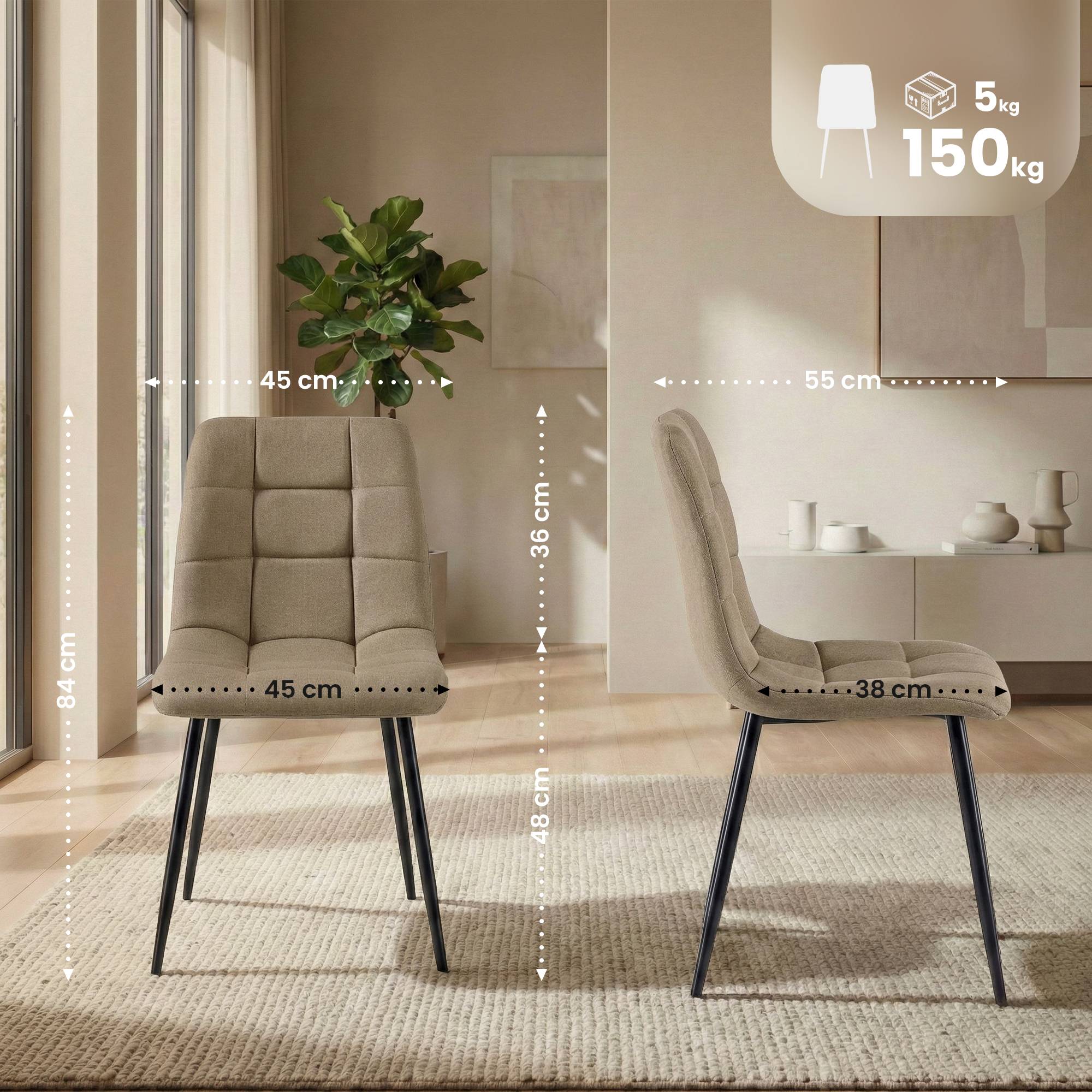 4-pakning spisestuestoler Antibes i stoff