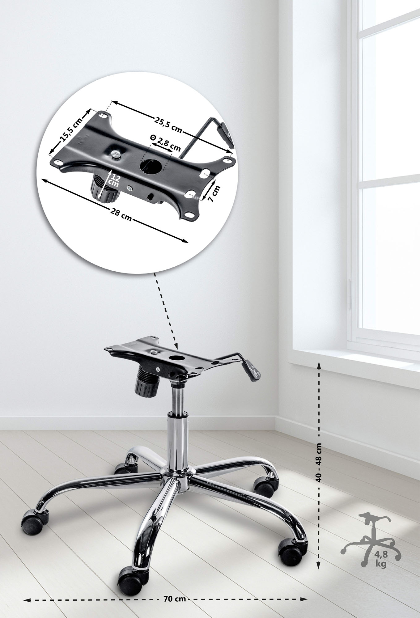 Universalramme for kontorstoler