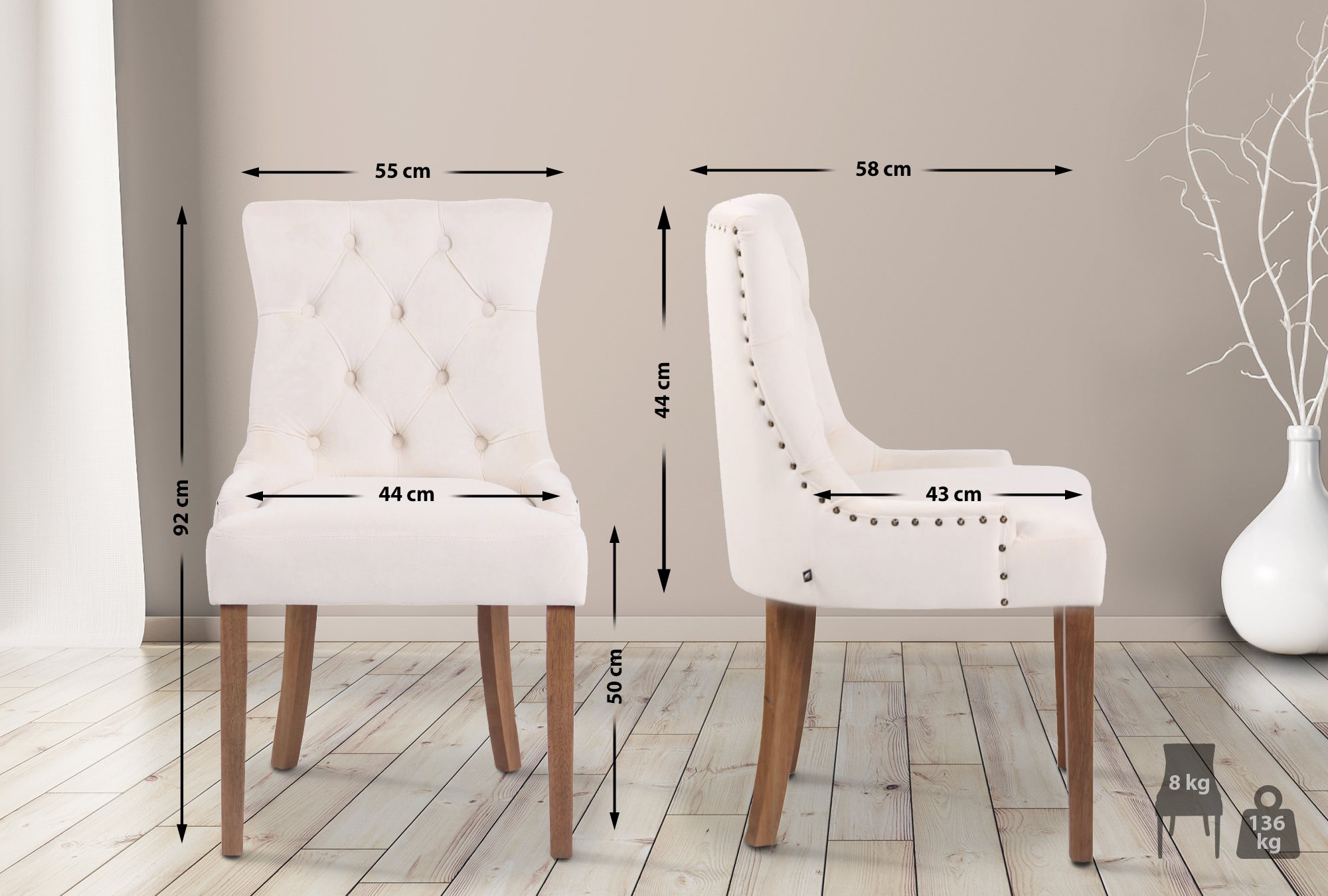 Sett med 4 spisestoler Aberdeen Velvet
