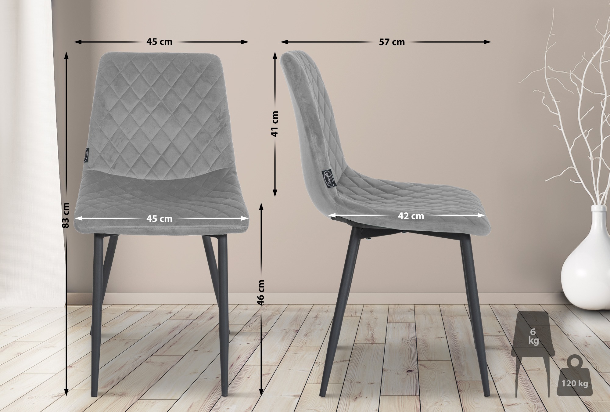 Sett med 4 stoler Telde Velvet