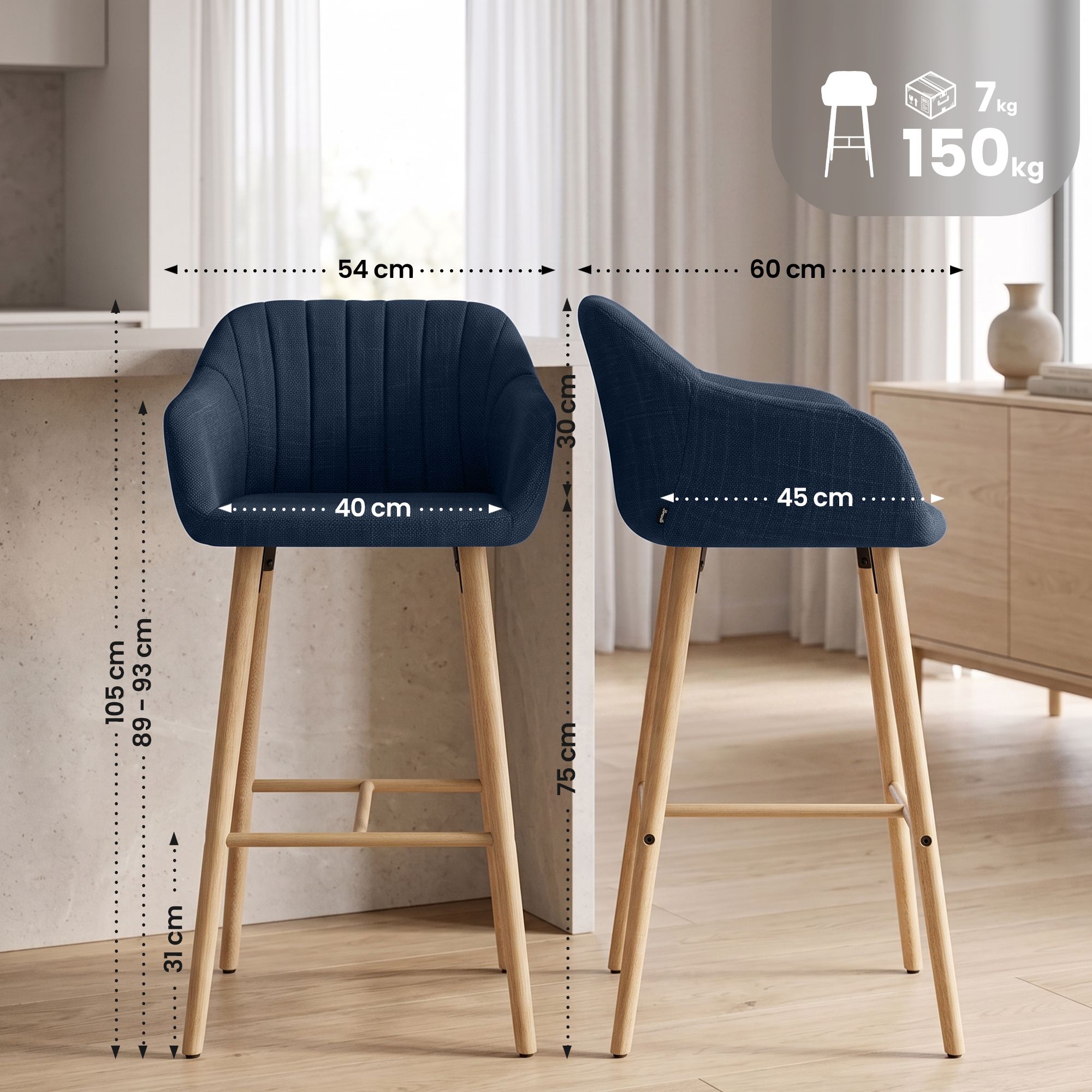 Barstol Ando i stoff &ndash; komfortabel, stilren og perfekt for moderne hjem