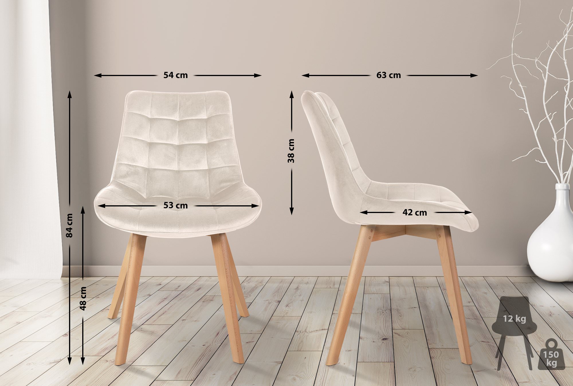 Sett med 2 stoler Brook velvet