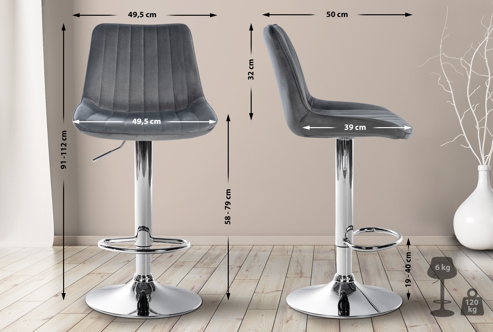Barstol Toni Velvet