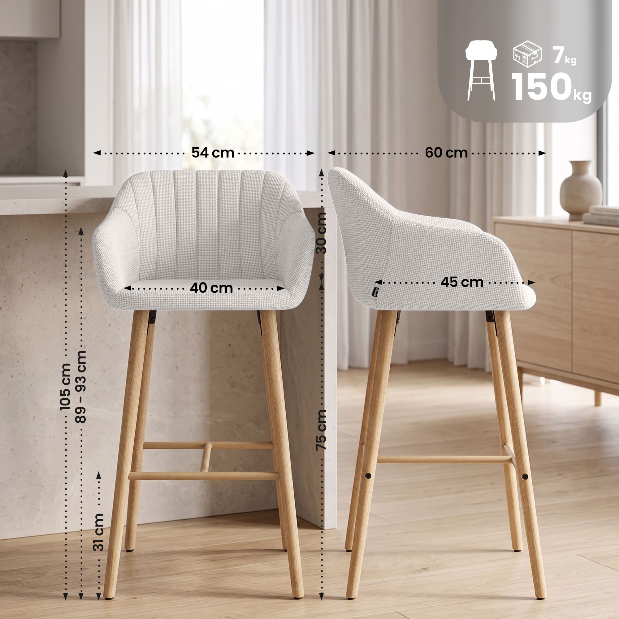 Barstol Ando i stoff &ndash; komfortabel, stilren og perfekt for moderne hjem